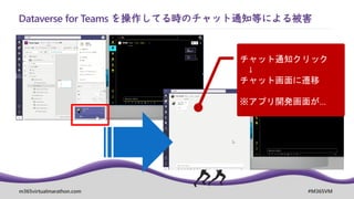 m365virtualmarathon.com #M365VM
Dataverse for Teams を操作してる時のチャット通知等による被害
 