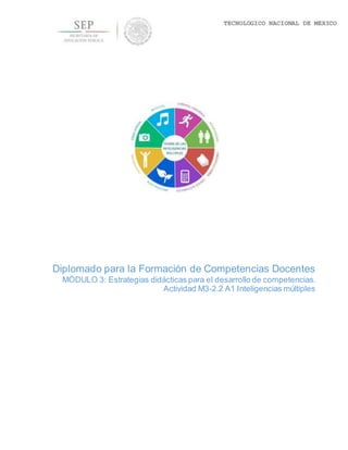 TECNOLÓGICO NACIONAL DE MÉXICO
Diplomado para la Formación de Competencias Docentes
MÓDULO 3: Estrategias didácticas para el desarrollo de competencias.
Actividad M3-2.2 A1 Inteligencias múltiples
 