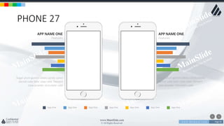w w w . D o m a i n . c o m Page 92
www.MainSlide.com
© All Rights Reserved.
Confidential
PHONE 27
APP NAME ONE
Features
APP NAME ONE
Features
Sugar plum gummi bears candy canes
danish cake bear claw cake. Dessert
claw powder chocolate cake
Sugar plum gummi bears candy canes
danish cake bear claw cake. Dessert
claw powder chocolate cake
App One App One App One App One App One App One App One
 