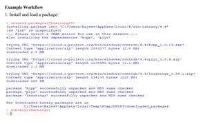 Example Workflow
1. Install and load a package:
 