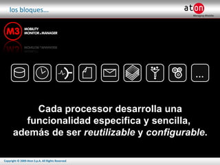 los bloques... … Cada processor desarrolla una funcionalidad especifica y sencilla,  además de ser  reutilizable  y  configurable . 