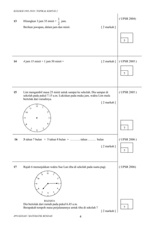 Kertas 2 Masa Dan Waktu Tahun 6