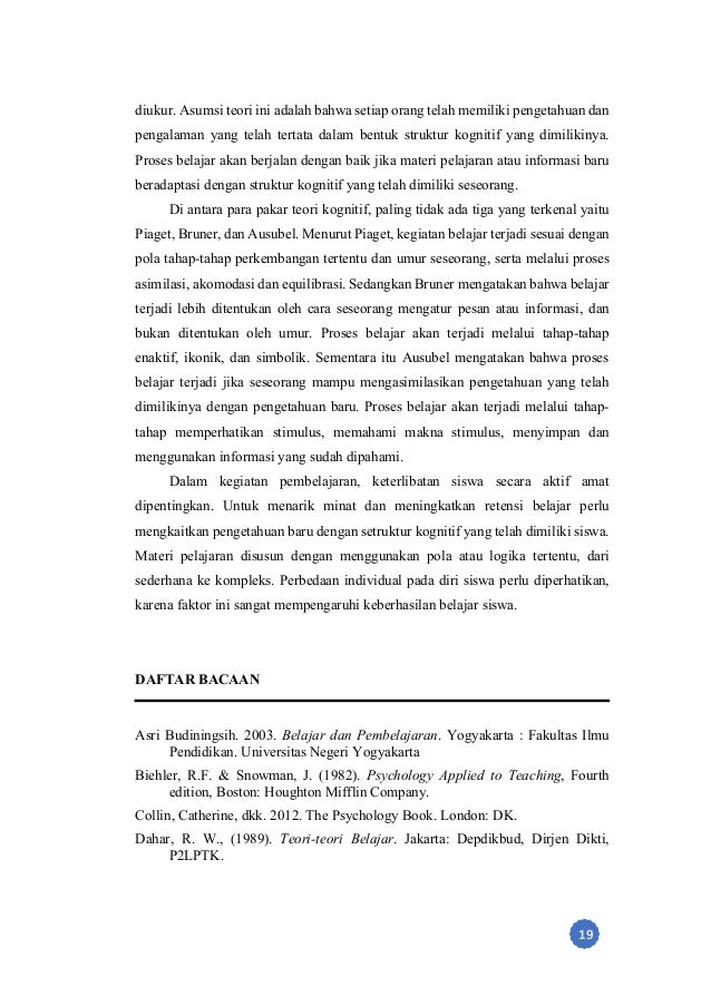 Contoh Penerapan Teori Belajar Kognitif Dalam Pembelajaran  