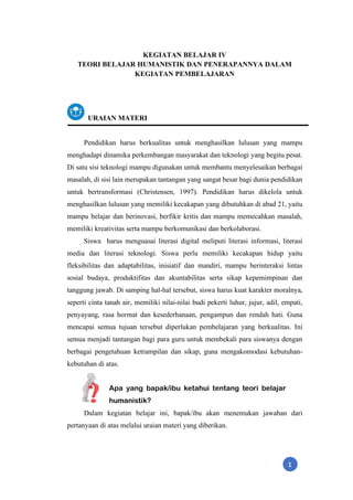 Teori Belajar Humanistik Dan Penerapannya Dalam Pembelajaran