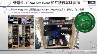 http://m3l.co.jp/
m: JT-NM Test Event ໥ӾAԇYμ
?ɥ?Wuppertal_ߤJT-NM٥(2019.8)˲μӤХåȡ
? http://m3l.co.jp/en/m3l-vigsv01_01-development-kit/
(C) 2020 M3L Inc. 12
 