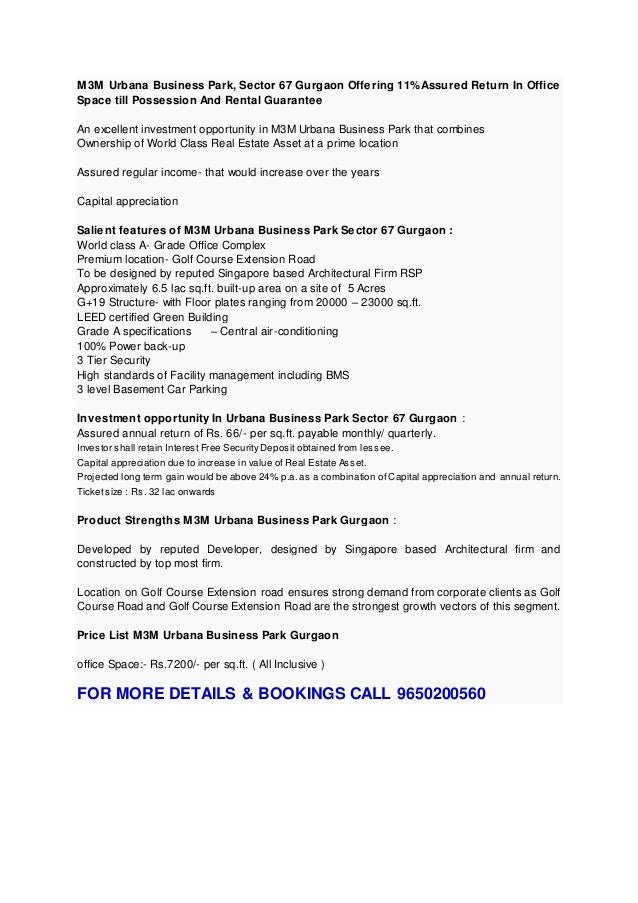 M3 M Urbana Business Park Call 9650200560 Sector 67 Gurgaon Offerin