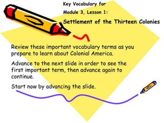 Module 3 Lesson 1 Important Introdcutory Vocabulary