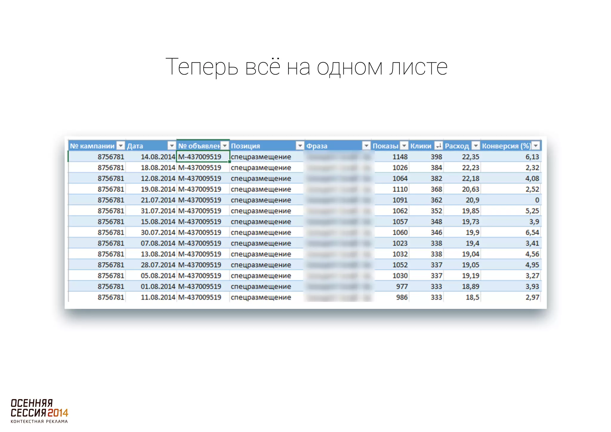 Теперь всё на одном листе 
 