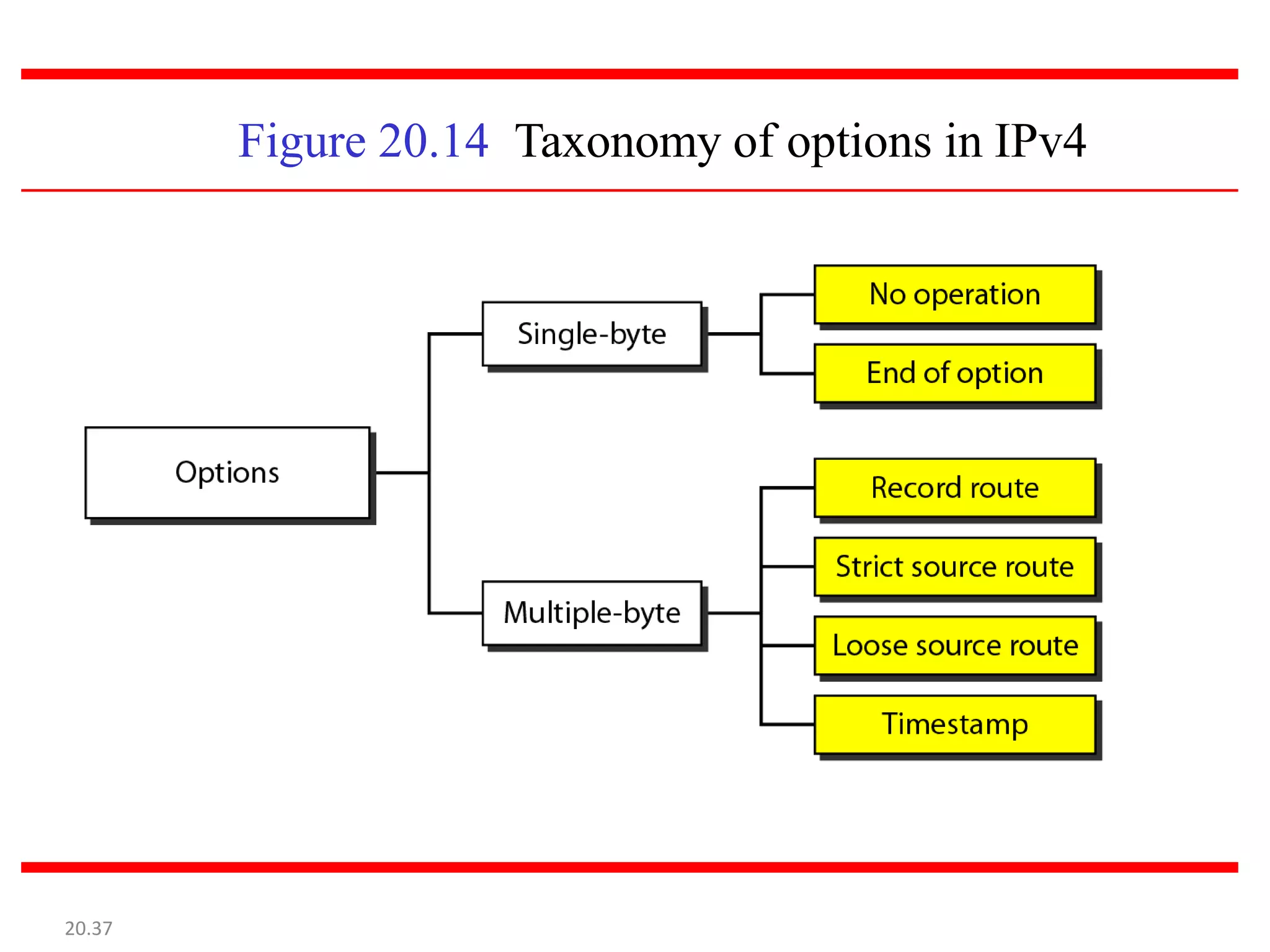 Figure 20.14 Taxonomy of options in IPv4
20.37
 