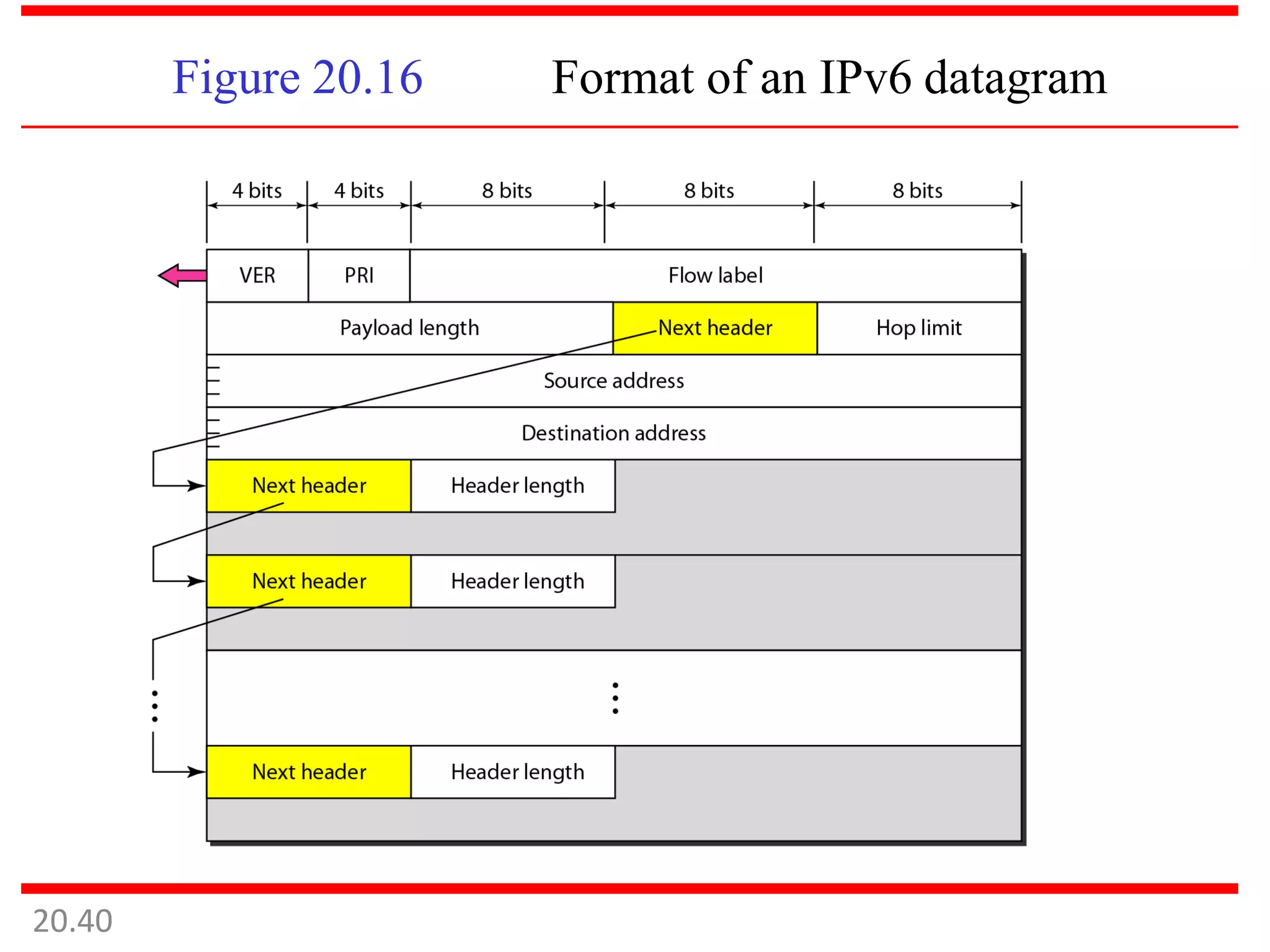 Figure 20.16 Format of an IPv6 datagram
20.40
 