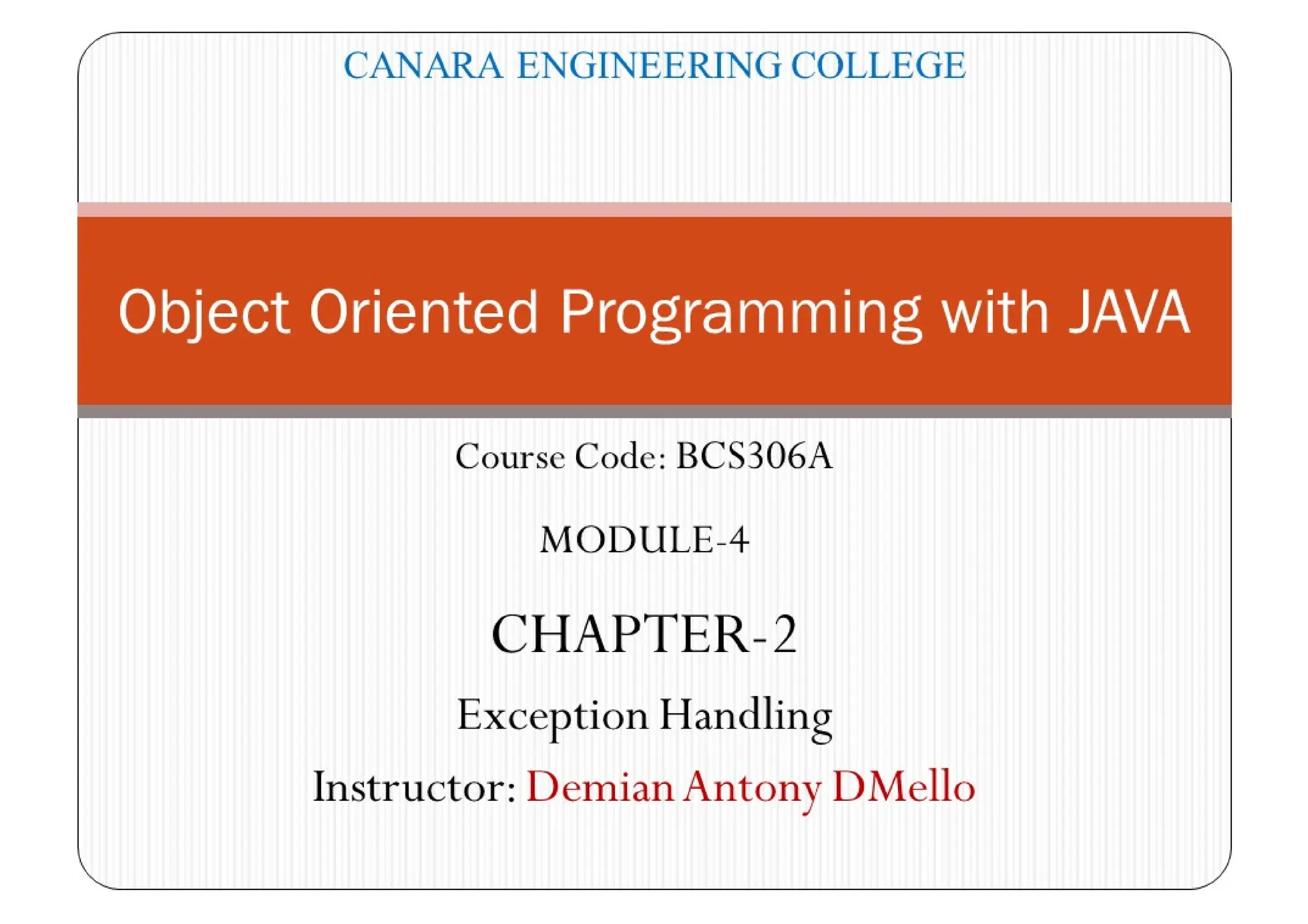 Exception Handling in JAVA | PPT