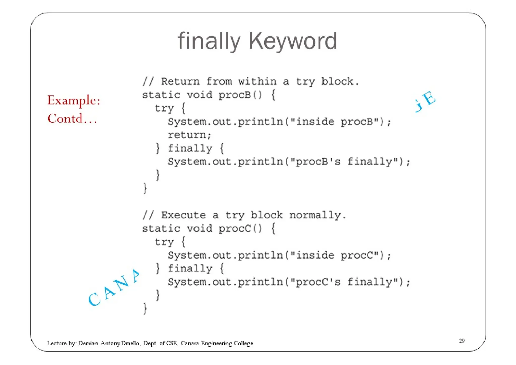 Exception Handling in JAVA