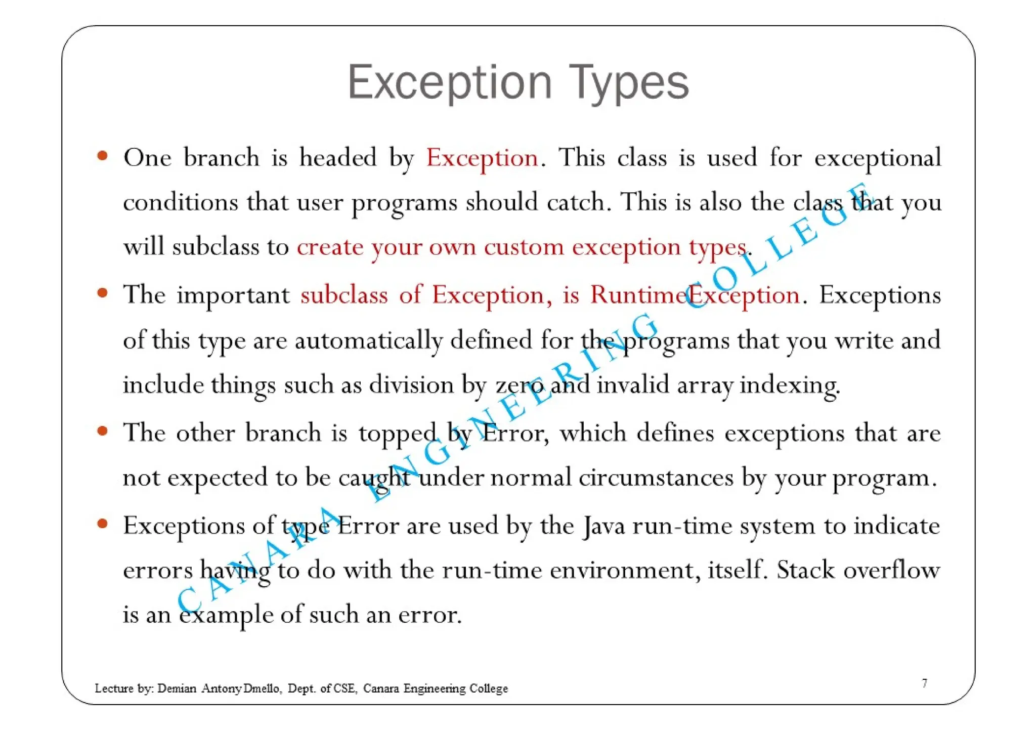 Exception Handling in JAVA