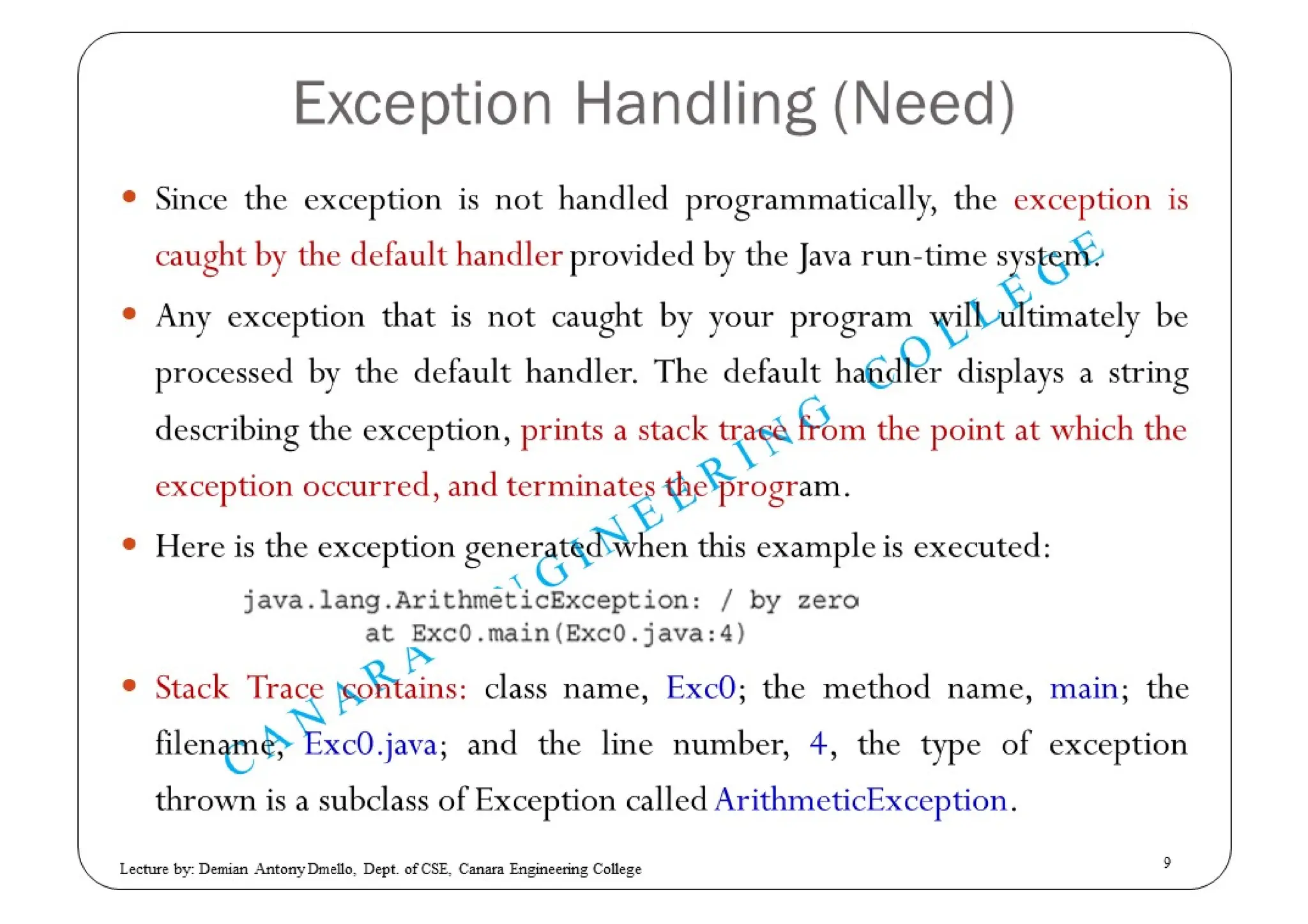 Exception Handling in JAVA | PPT
