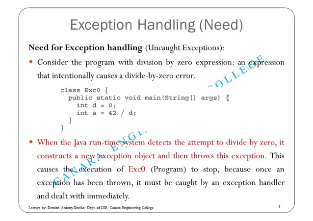 Exception Handling in JAVA | PPT
