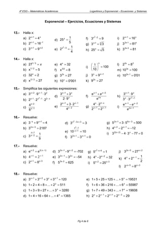 M4   logaritmos y exponencial - ecuaciones y sistemas