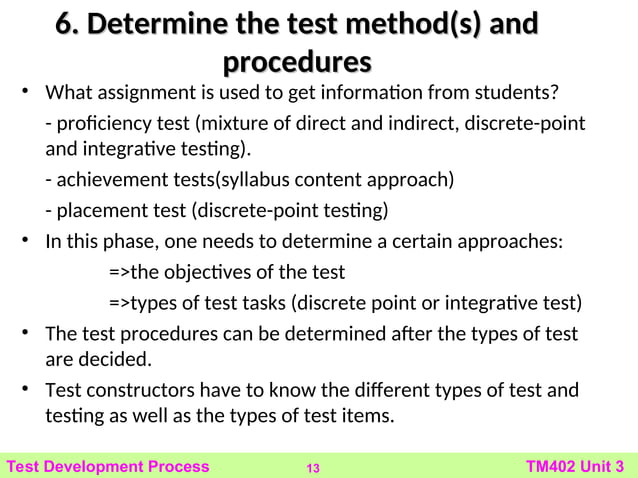 M402U3=Test Development Process for teaching | PPT