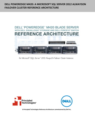 DELL POWEREDGE M420: A MICROSOFT SQL SERVER 2012 ALWAYSON
FAILOVER CLUSTER REFERENCE ARCHITECTURE




            A Principled Technologies Reference Architecture commissioned by Dell Inc.
 