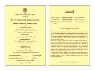 Vth dr. neera desai memorial lecture , 3 p.m., 20 3-9-2014, sndtwu juhu