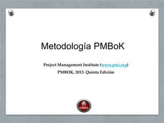 Project Management Institute (www.pmi.org)
PMBOK, 2013. Quinta Edición
Metodología PMBoK
 