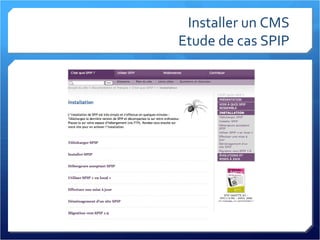 Installer un CMS Etude de cas SPIP 
