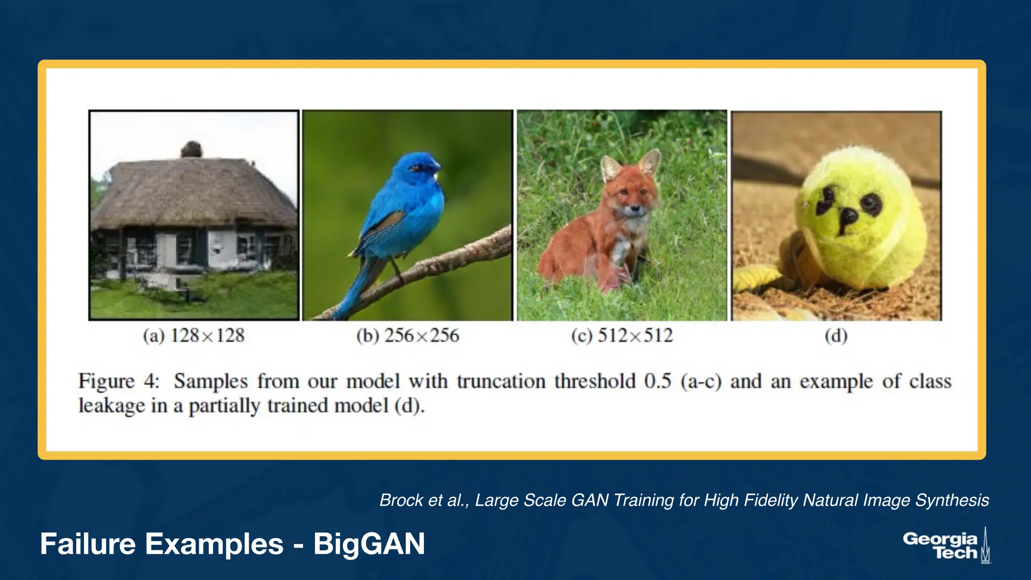 Failure Examples - BigGAN
Brock et al., Large Scale GAN Training for High Fidelity Natural Image Synthesis
 