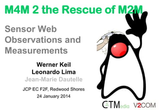 M4M 2 the Rescue of M2M
Werner Keil
Leonardo Lima
Jean-Marie Dautelle
JCP EC F2F, Redwood Shores
24 January 2014
Sensor Web
Observations and
Measurements
 