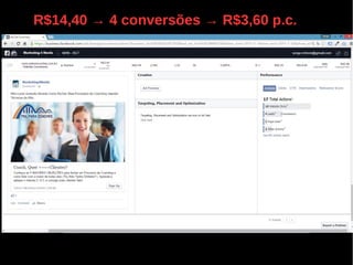 R$14,40 → 4 conversões → R$3,60 p.c.
 