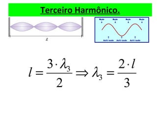 Terceiro Harmônico.
3
2
2
3
3
3 l
l
⋅
=⇒
⋅
= λ
λ
 
