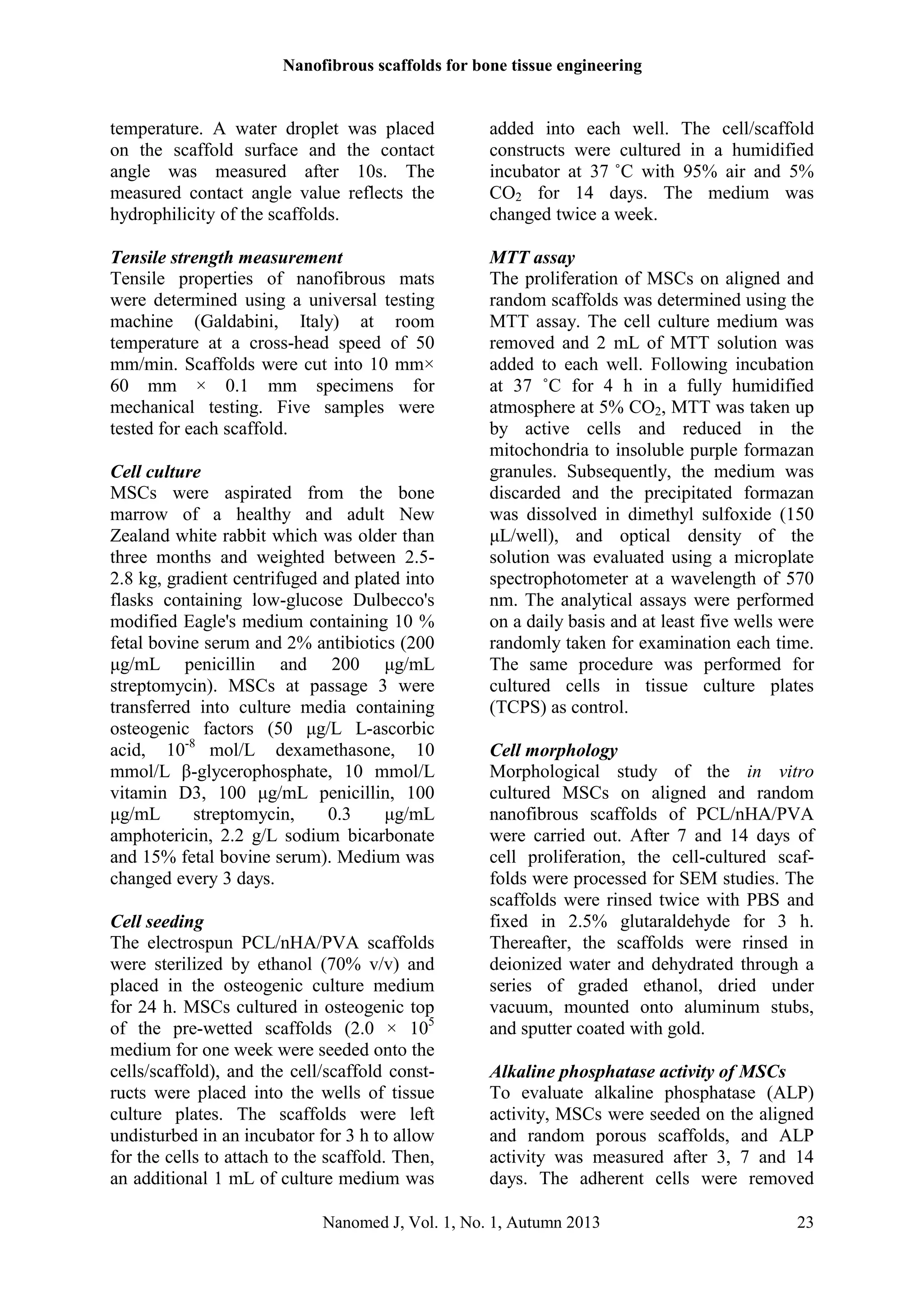 Aligned and random nanofibrous nanocomposite scaffolds for bone tissue ...