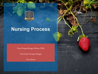 Nursing Process
Pusat Pengembangan Bahasa (P2B)
Universitas Harapan Bangsa
Purwokerto
 