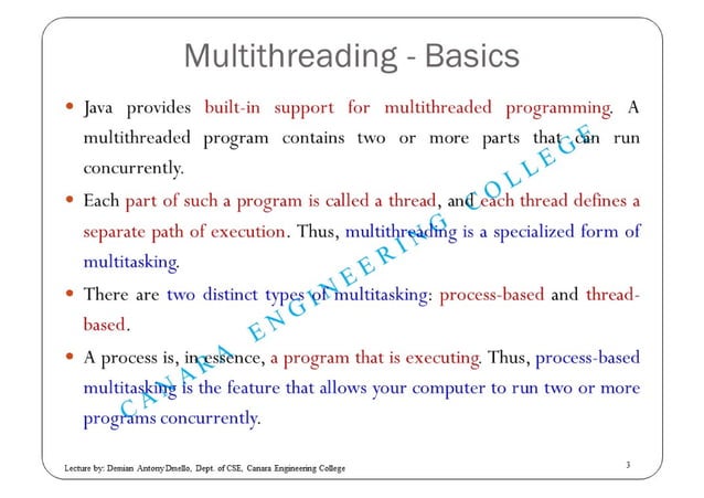 Multithreaded Programming in JAVA | PPT