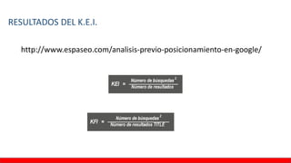 RESULTADOS DEL K.E.I.
http://www.espaseo.com/analisis-previo-posicionamiento-en-google/
 
