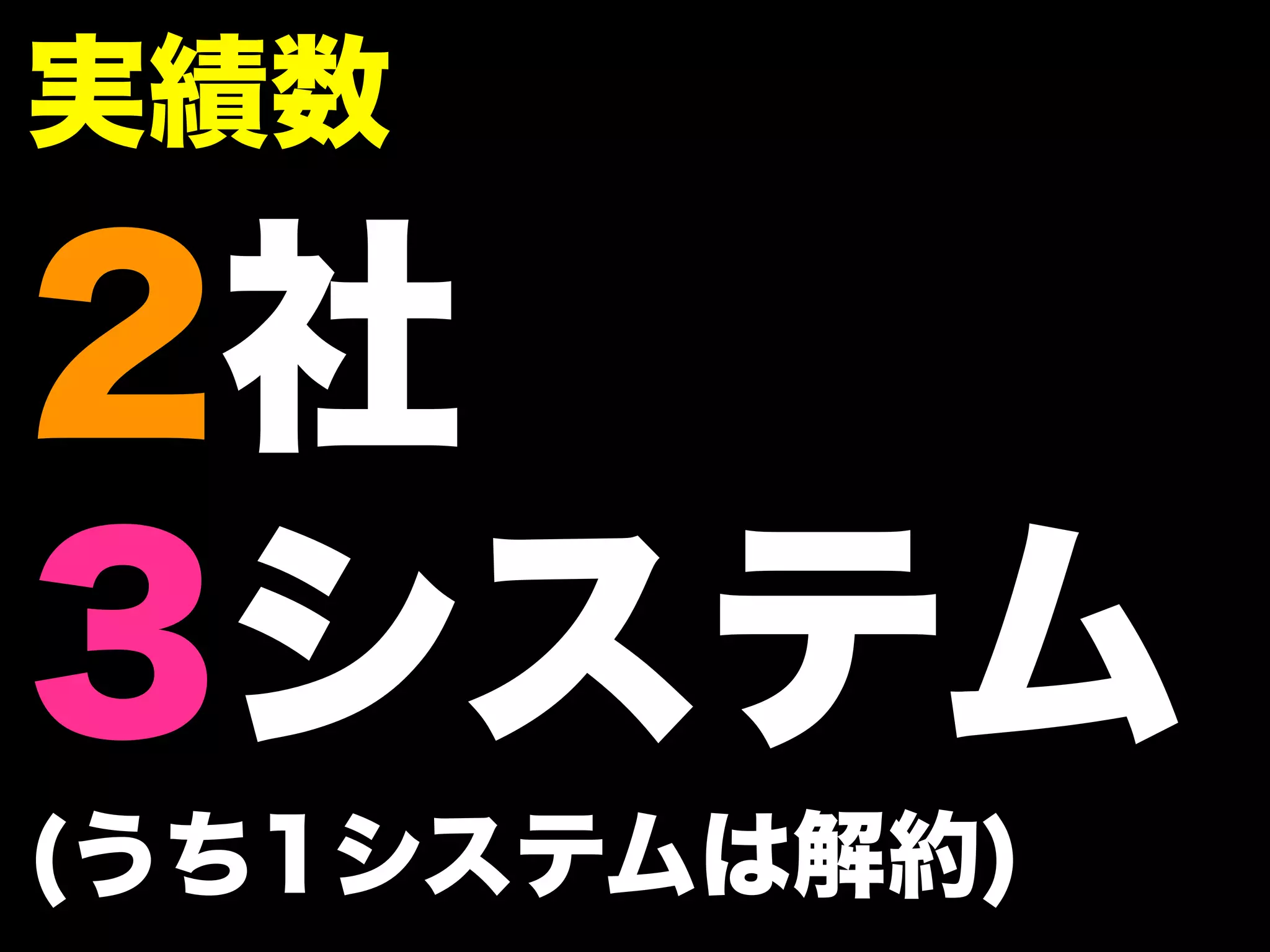 実績数 
2社 
3システム (うち1システムは解約) 
 