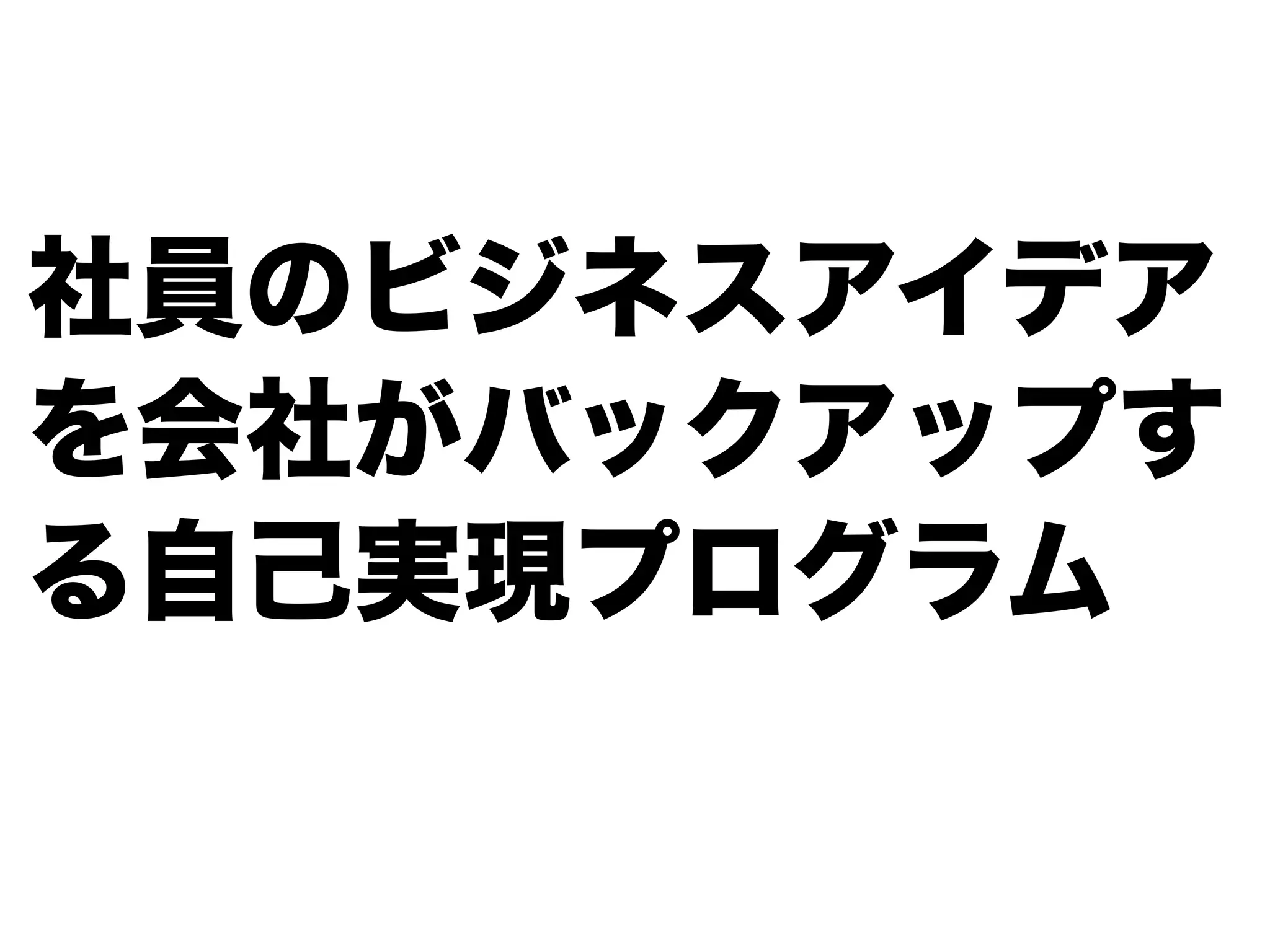 社員のビジネスアイデア 
を会社がバックアップす 
る自己実現プログラム 
 