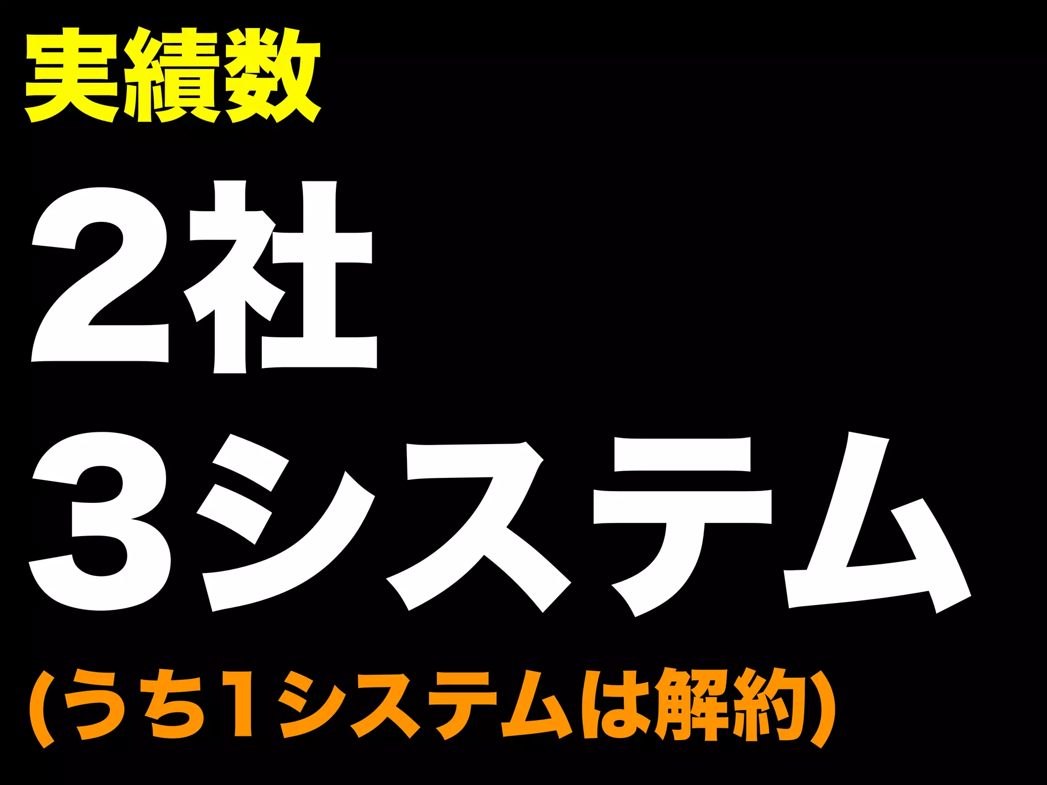 実績数 
2社 
3システム (うち1システムは解約) 
 