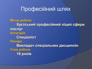 Професійний шлях
 
