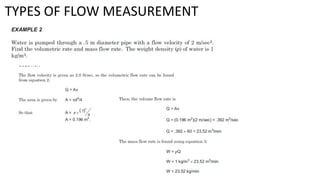 TYPES OF FLOW MEASUREMENT
 