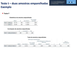 Teste t – duas amostras emparelhadas
Exemplo
 