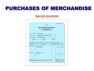 PURCHASES OF MERCHANDISE
SALES INVOICE
 