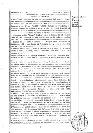 Atto costitutivo del M5S