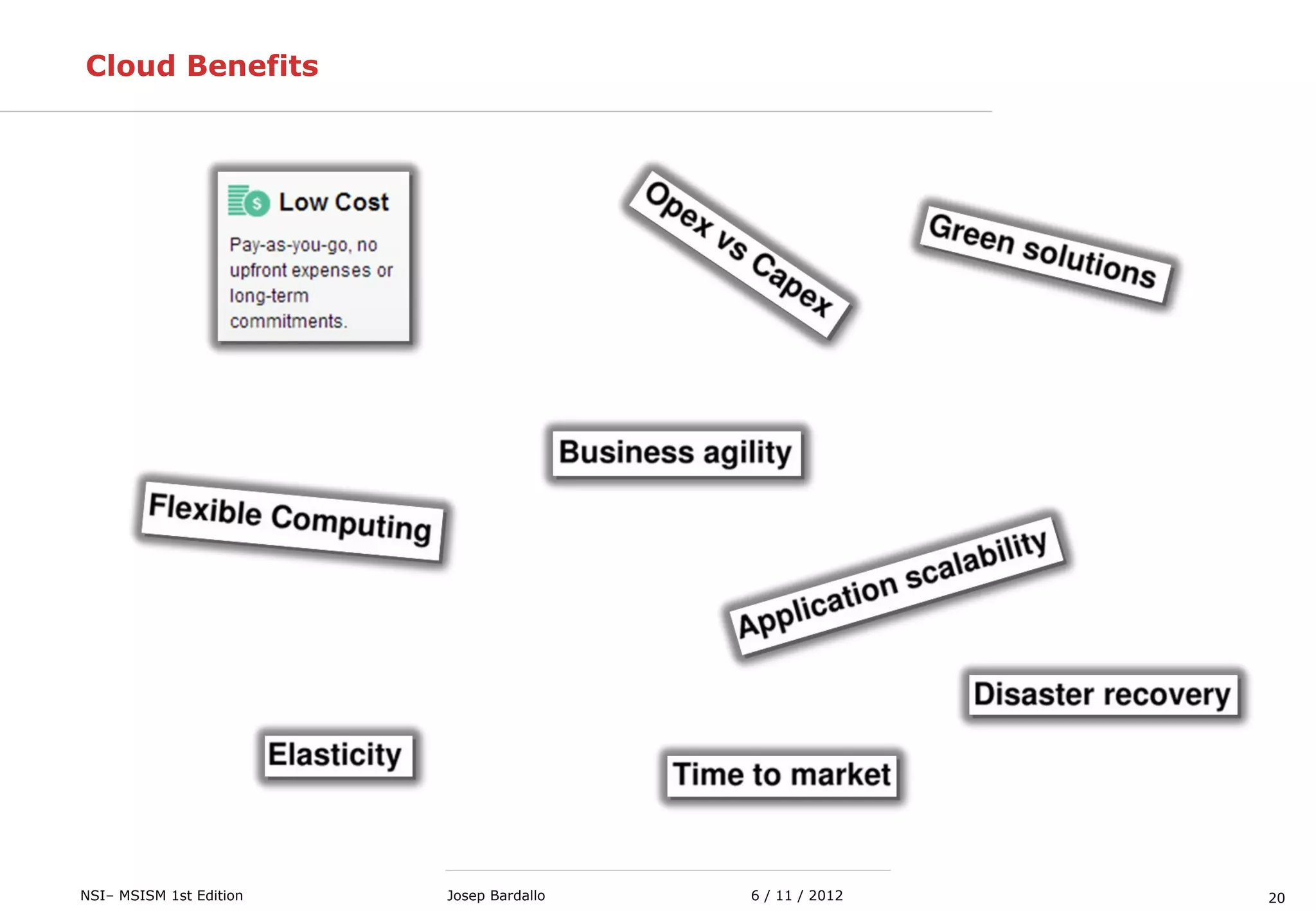 20NSI– MSISM 1st Edition 6 / 11 / 2012Josep Bardallo
Cloud Benefits
 