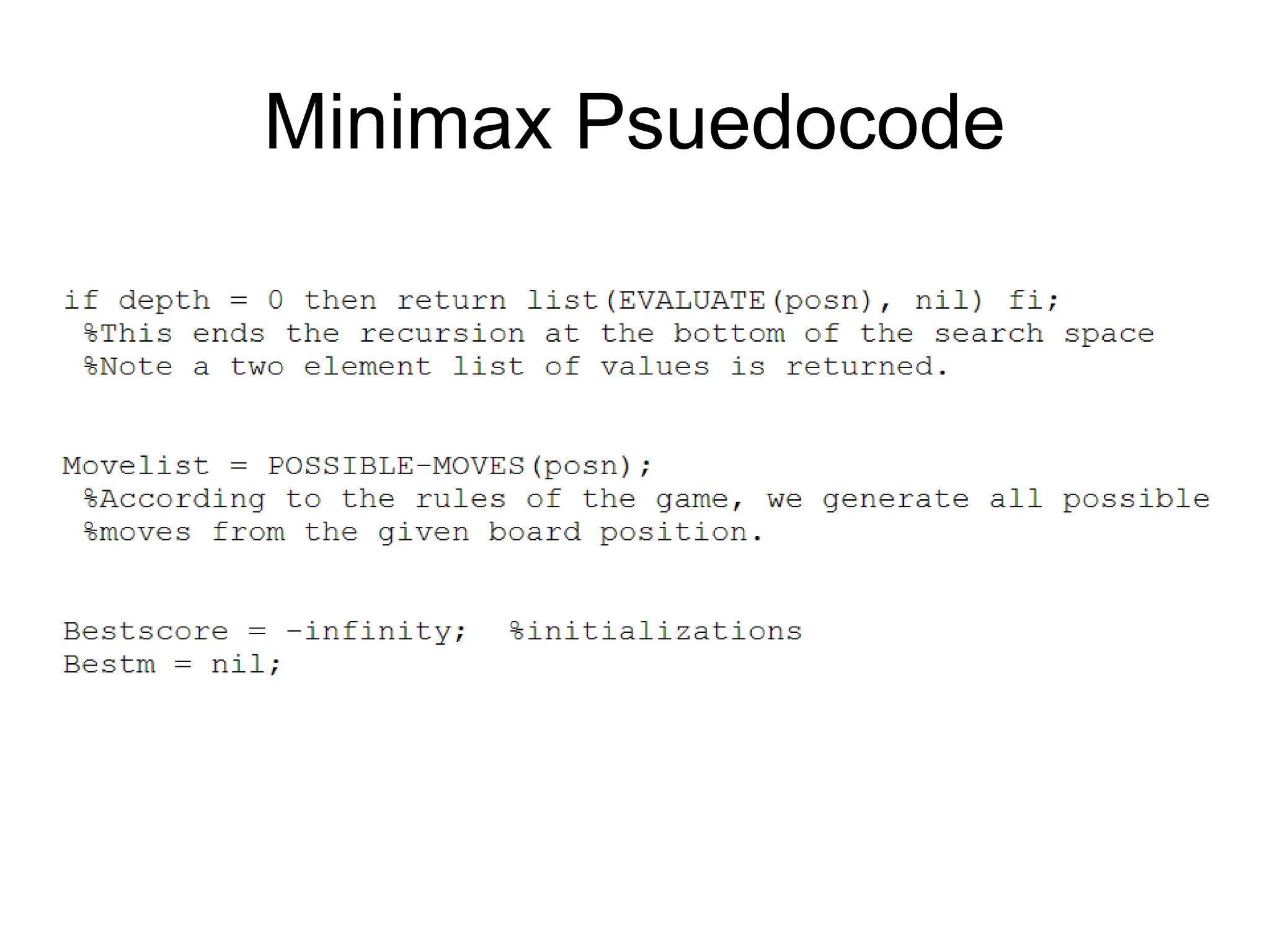 Minimax Psuedocode
 
