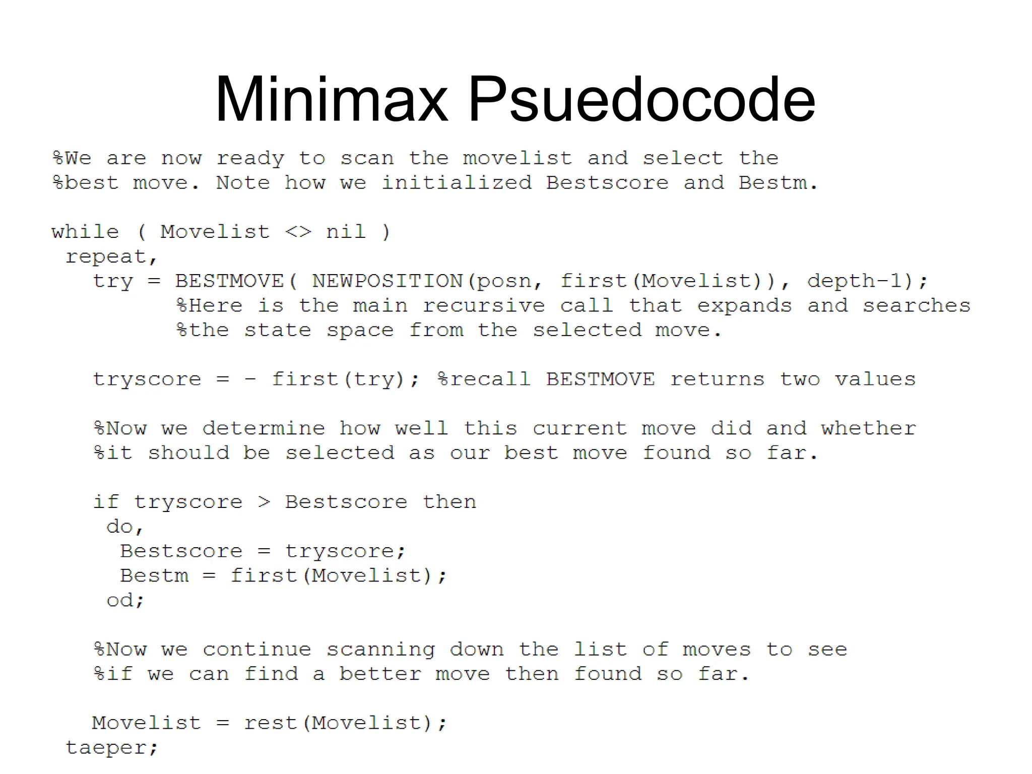 Minimax Psuedocode
 