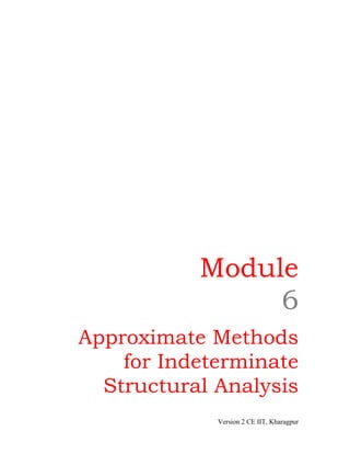 Module
                6
Approximate Methods
    for Indeterminate
  Structural Analysis
             Version 2 CE IIT, Kharagpur
 