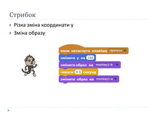 Стрибок
 Різка зміна координати у
 Зміна образу
 