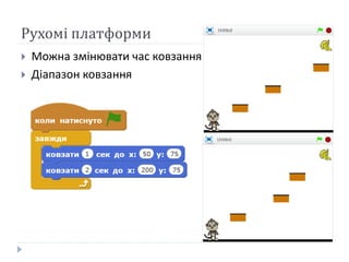 Рухомі платформи
 Можна змінювати час ковзання
 Діапазон ковзання
 