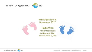 Seite 1Radio Wien – Rollenklischees – November 2017
meinungsraum.at
November 2017
Radio Wien
Rollenklischees
in Rosa & Blau
Studiennummer: K_7450
 