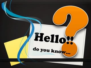 do you know…
Hello!!
 