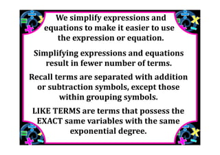 M7 lesson 2 2 simplify & evaluate expressions pdf part 1